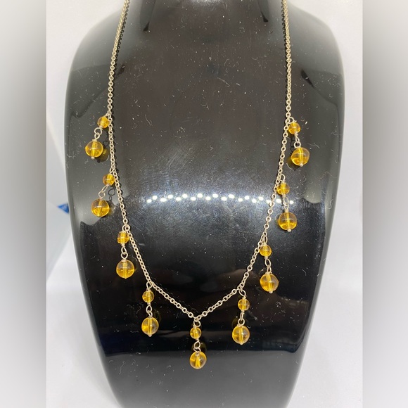 Amber color dangling beads necklace (301) - Picture 1 of 3